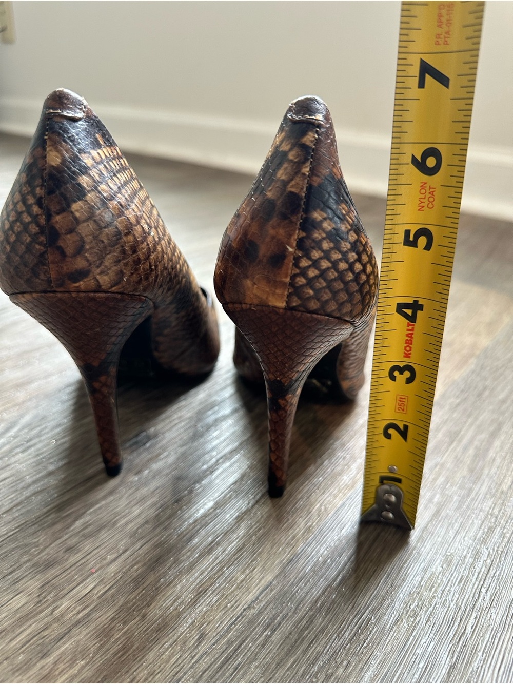 Aldo Snakeskin Print Pointed Toe Stiletto Heels Women’s Size 7.5 Brown Pumps - Picture 9 of 12